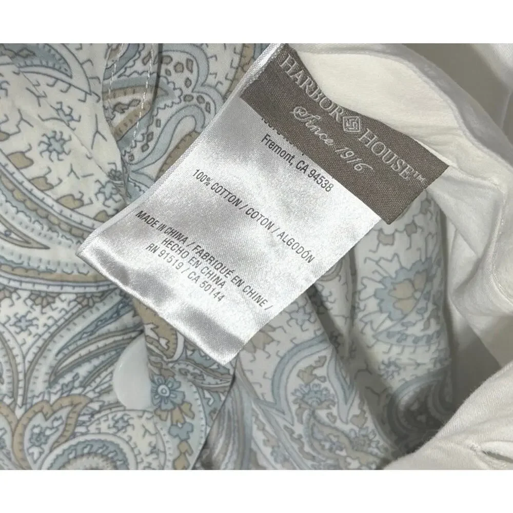 Harbor House Luxury Duvet Cover Set Twin Blue Beige Paisley Cotton Pillowcases